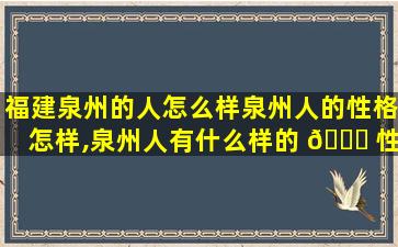 福建泉州的人怎么样泉州人的性格怎样,泉州人有什么样的 🍁 性格气质